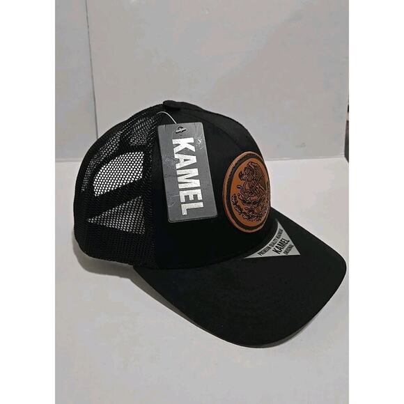 Mexico Eagle Leather Trucker Hat Cap SnapBack Black - Picture 6 of 8